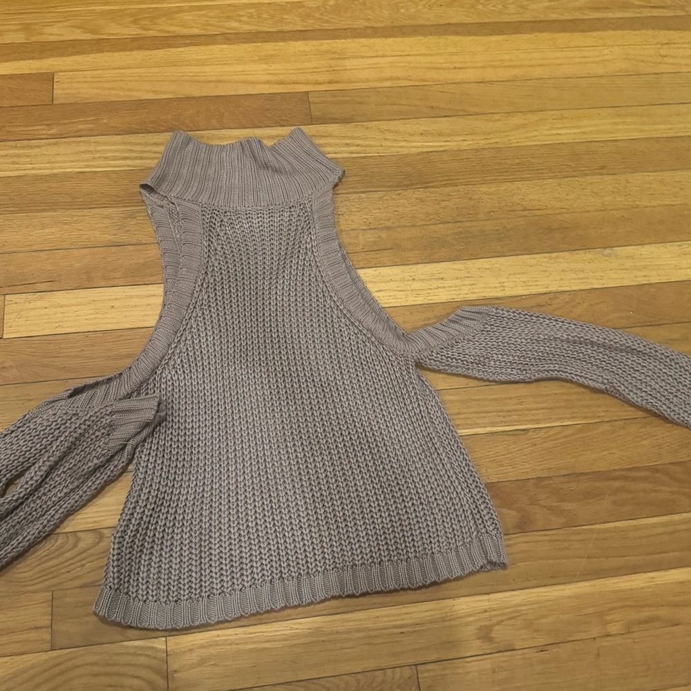 Brown Cold Shoulder Cropped Sweater